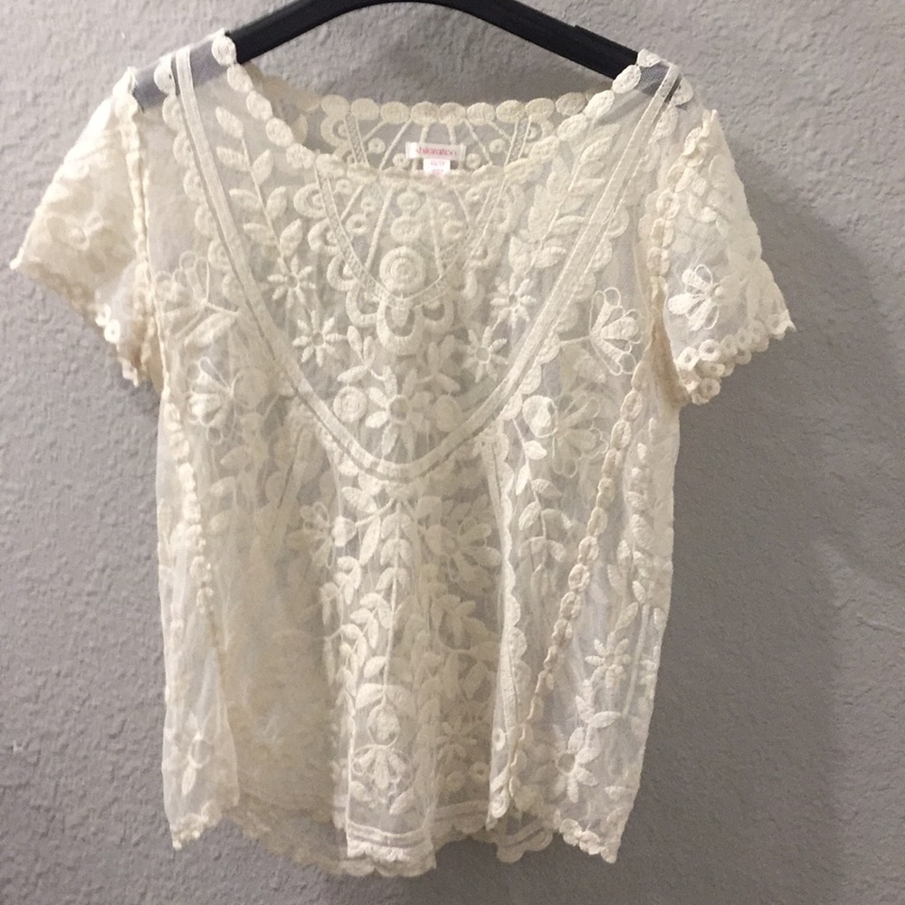 Xhilaration lacy cream top